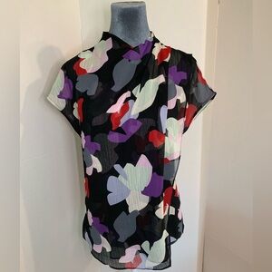 Emporio Armani Draped Abstract Floral Print Blouse Size Medium
